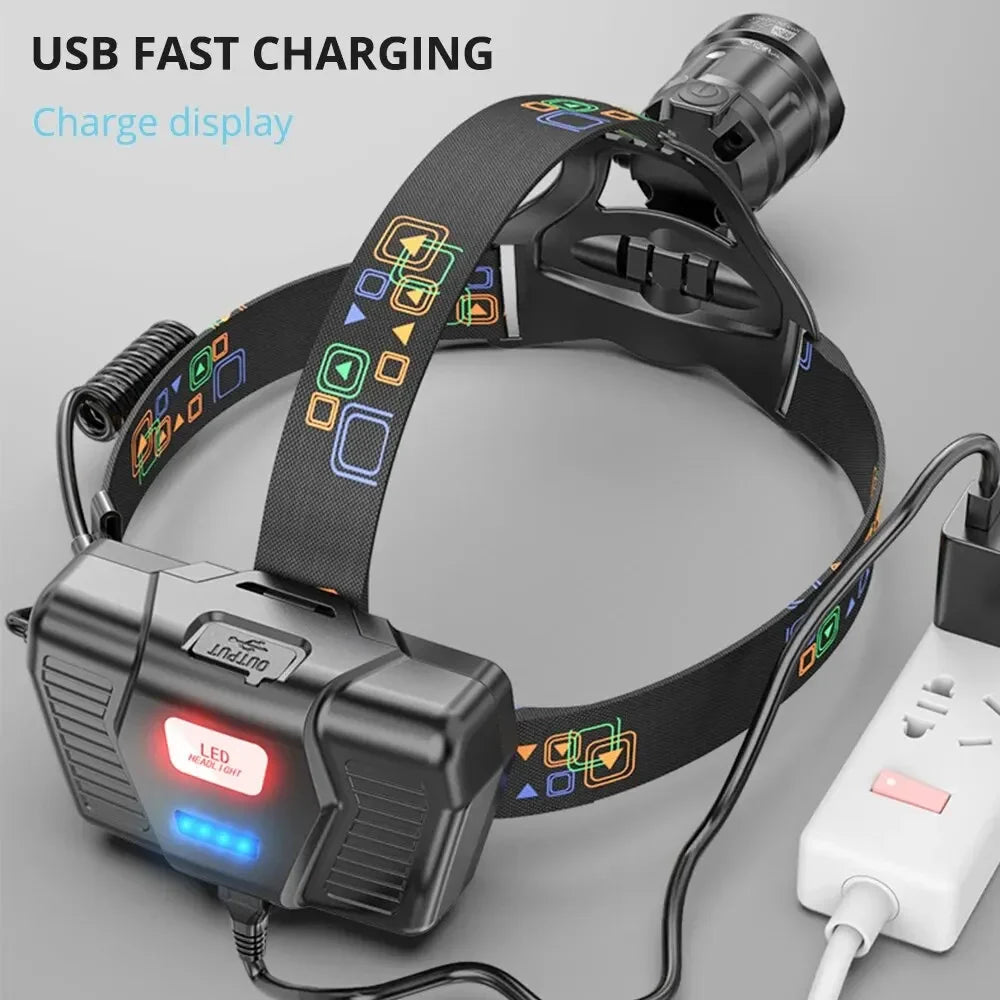 ESMARTER XHP90 LED Headlamp 4500LM Waterproof Power Display