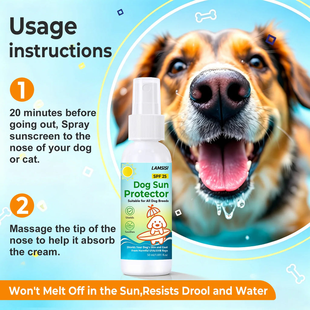 Lamsisi Dog Sunscreen Spray SPF 25 – UVA/UVB Shield 50ml Dog Sunscreen Spray Oasis Select