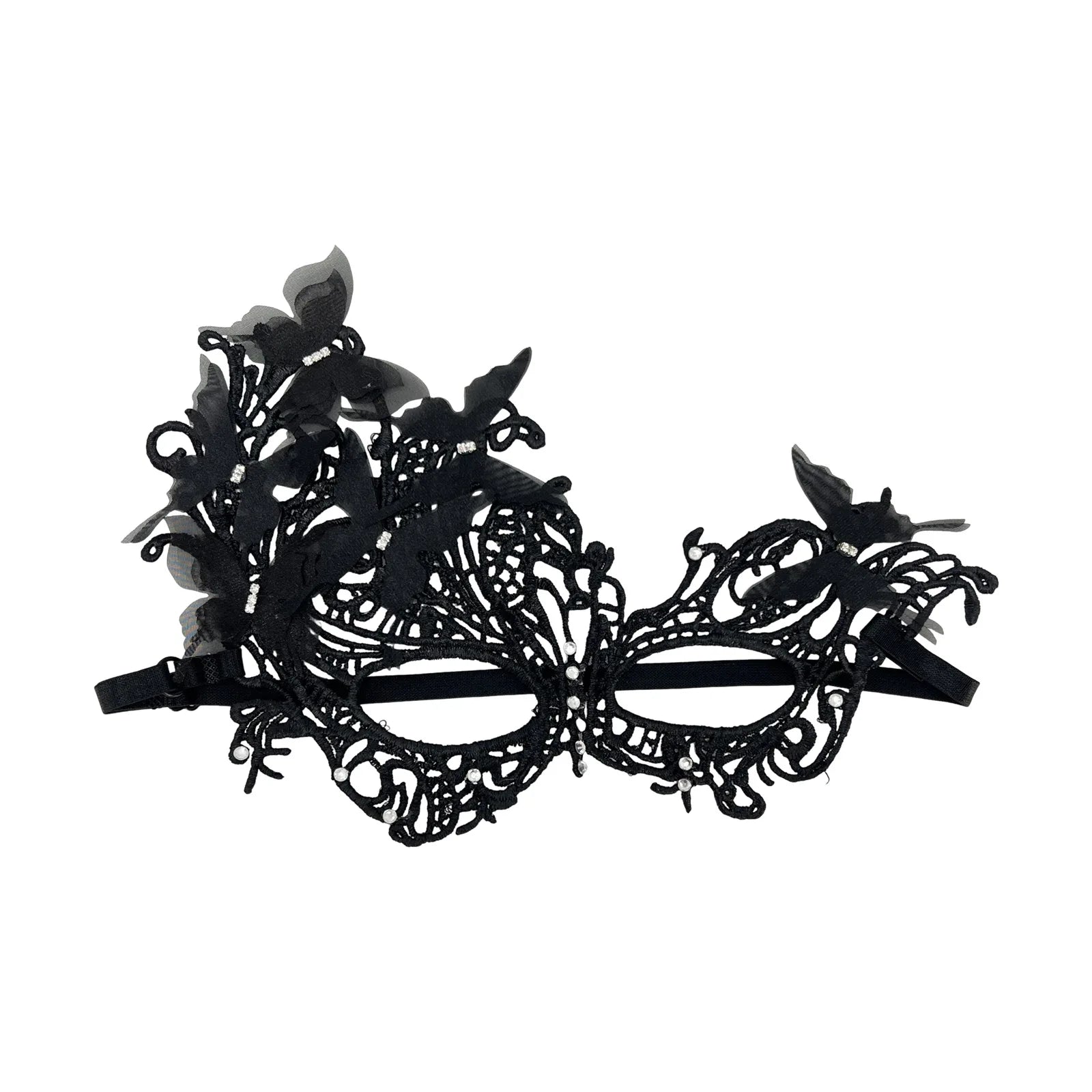 Gradient Butterfly Masquerade Mask Sexy Lace Half Face Mask Luxury Rhinestone Mask for Performance Cosplay Supplies Party Prom Oasis Select Black