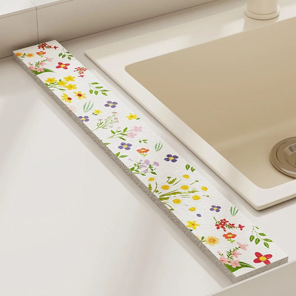 Cute Wood Pulp Cotton Sink Countertop Absorbent Pad Cartoon Quick Dry Sponge Mat Splash-proof Dish Drying Mat Kitchen Supplies Oasis Select 05