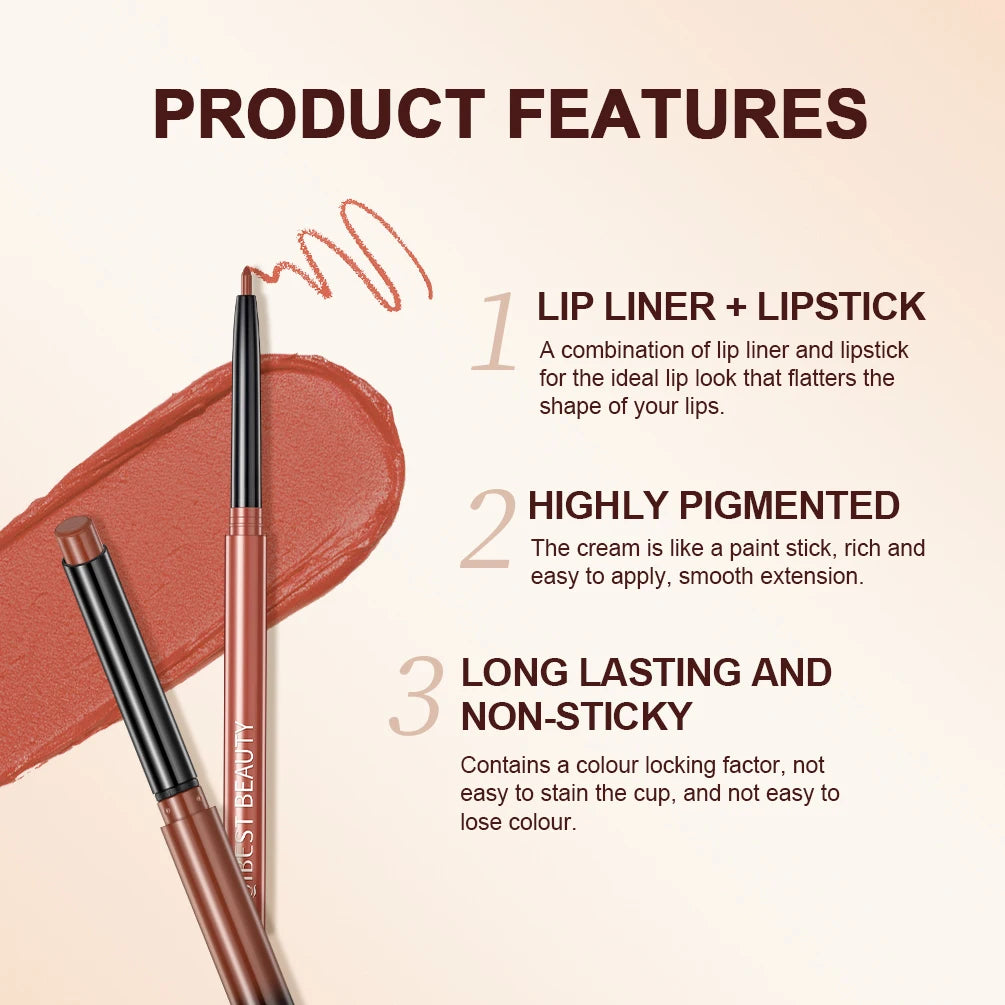 QiBest Matte Nude Lipstick & Lip Liner Set – Waterproof 2-Pc