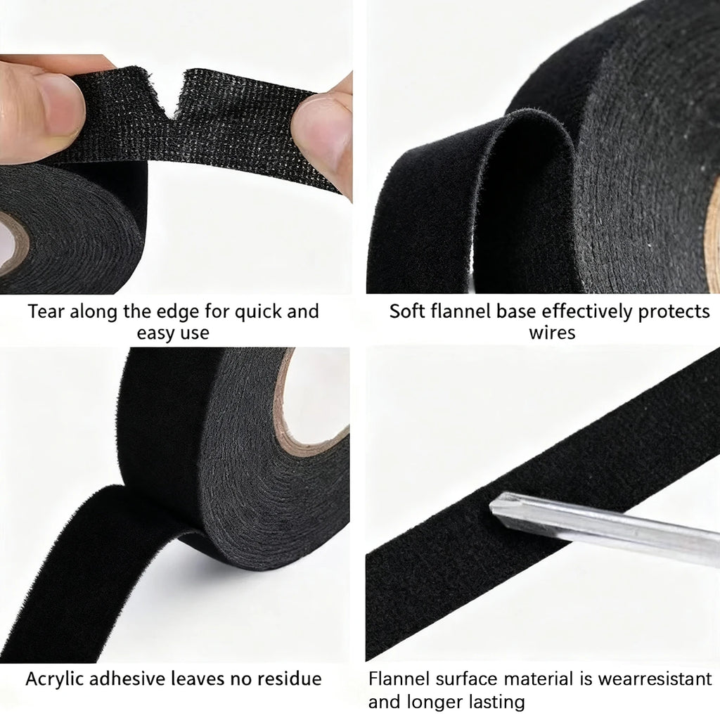 49/98Ft Electrical insulating tape soundproof heat-resistant 9-50MM automotive cable harness fabric shock-absorbing velvet tape Oasis Select