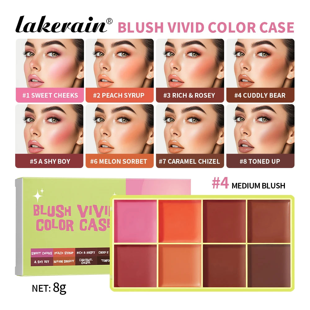 8Colors Cream Highlighter Palett Face Brighten Highlighter Blush&Contouring Shimmer Concealer Cream Makeup Tool Cosmetics Oasis Select blush palette B