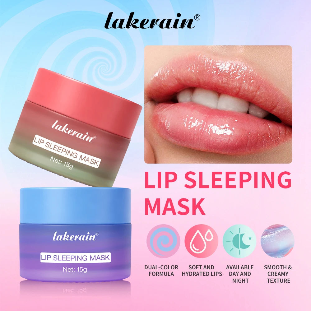 Nourishing Lip Mask Hydrating Dry Cracked Lips Skin Care Makeup Overnight Dual-Color Lip Balm for Reduce Lip Lines Cosmetics Oasis Select