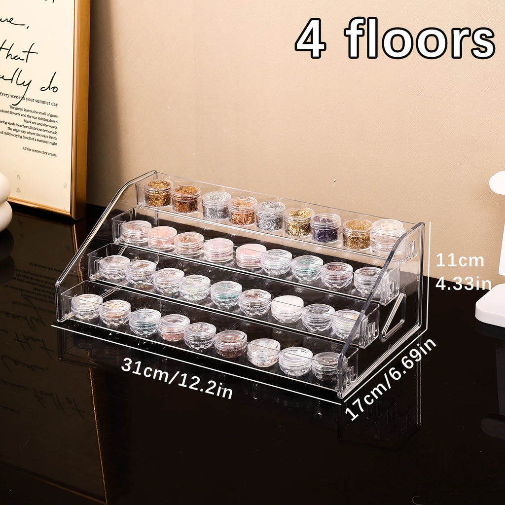 1pc transparent vertical buckle nail polish display stand stepped acrylic perfume lipstick nail polish gel nail polish finisher Oasis Select 4layers-transparent