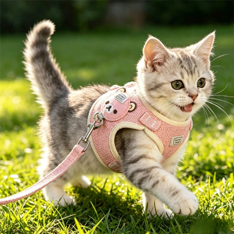 Cat Dog Harness with Lead Leash Adjustable Vest Mesh Breathable Adjustable Chest Harness Outdoor Walking Cat Pet Supplies Oasis Select
