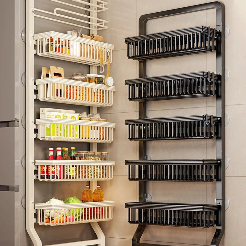 Kitchen refrigerator side storage rack, two-way pull-out crack storage rack, multi-functional narrow-side floor seasoning rack Oasis Select