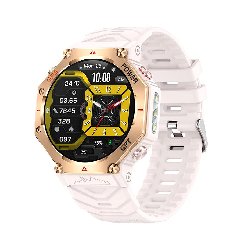 1.39" Men Women Outdoor Compass Smartwatch Sport GPS Smart Watch Flashlight 3ATM Waterproof GPT Bracelet Blue Tooth Call Health Oasis Select GDPIS