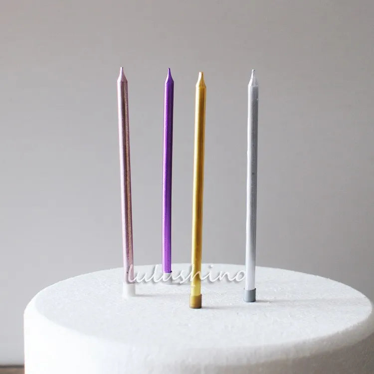 6pcs Metal Gold Silver Birthday Candles DIY Colorful Cake DecorasWedding Baby Shower Supplies Color Cake Topper Oasis Select