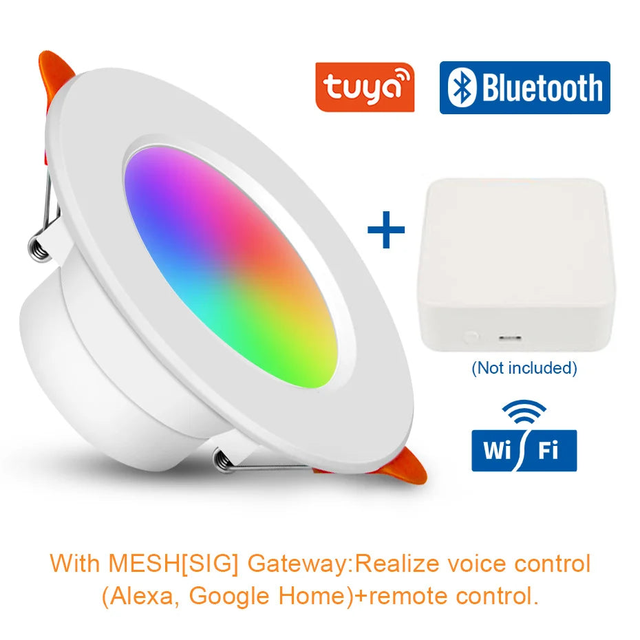 AC85-265V RGB Smart Bluetooth LED Downlight 10W 1/2/4Pcs Recessed LED Ceiling Light CCT Dimmable RGB Spotlight Lighting Decor Oasis Select