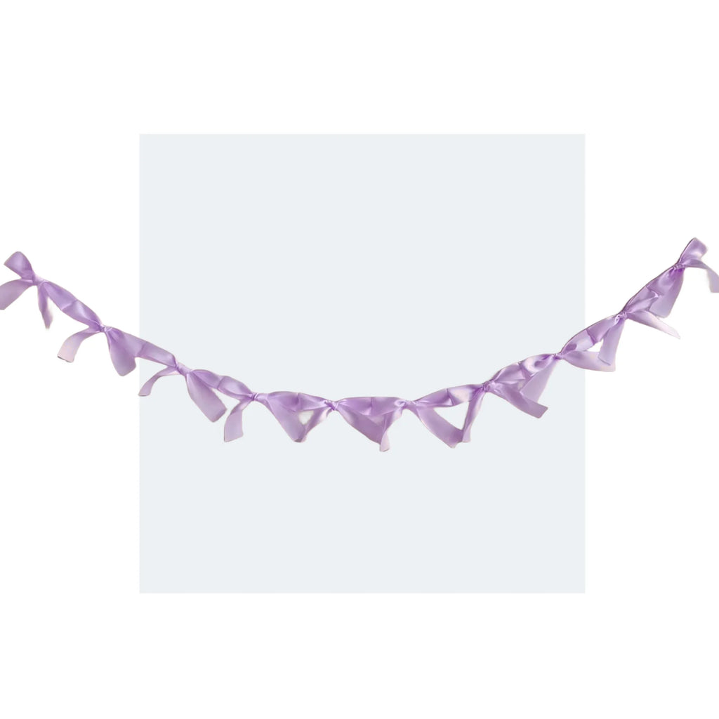 1.8M Pink White Blue Satin Bow Handmade Webbing Hanging Garlands for Birthday Wedding Party Girl Room Girly Heart Decorations Oasis Select Purple