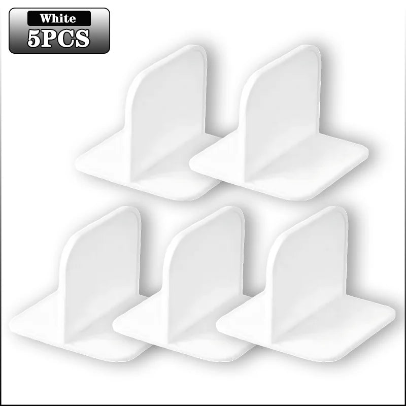 Multifunctional T Shape Bookshelf Fixing Bracket Anti Tip Furniture Fasteners for Shoe Rack and Bookcase No Drilling Required Oasis Select White-5PCS AS SHOWN