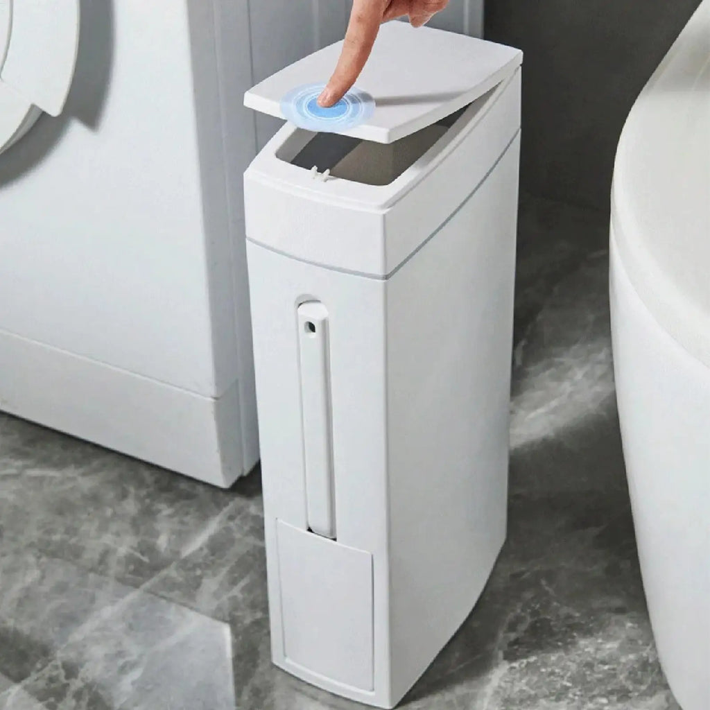Bathroom Trash Can Bathroom Trash Can Toilet Brush Combo Save Space Small Trash Can Lid Bathroom Accessories Narrow Garbage Can Oasis Select