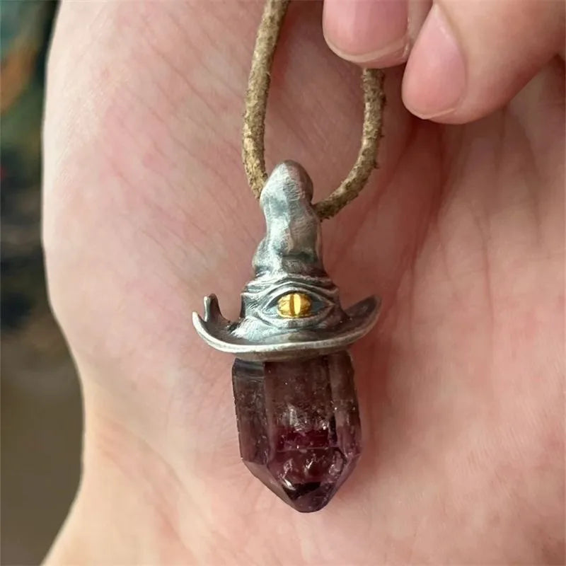 Halloween Crystal Pendant Necklace Single Eye Design Gothic Daily Wear Jewelry Retro Fantasy Charm Accessory For Men Women Oasis Select