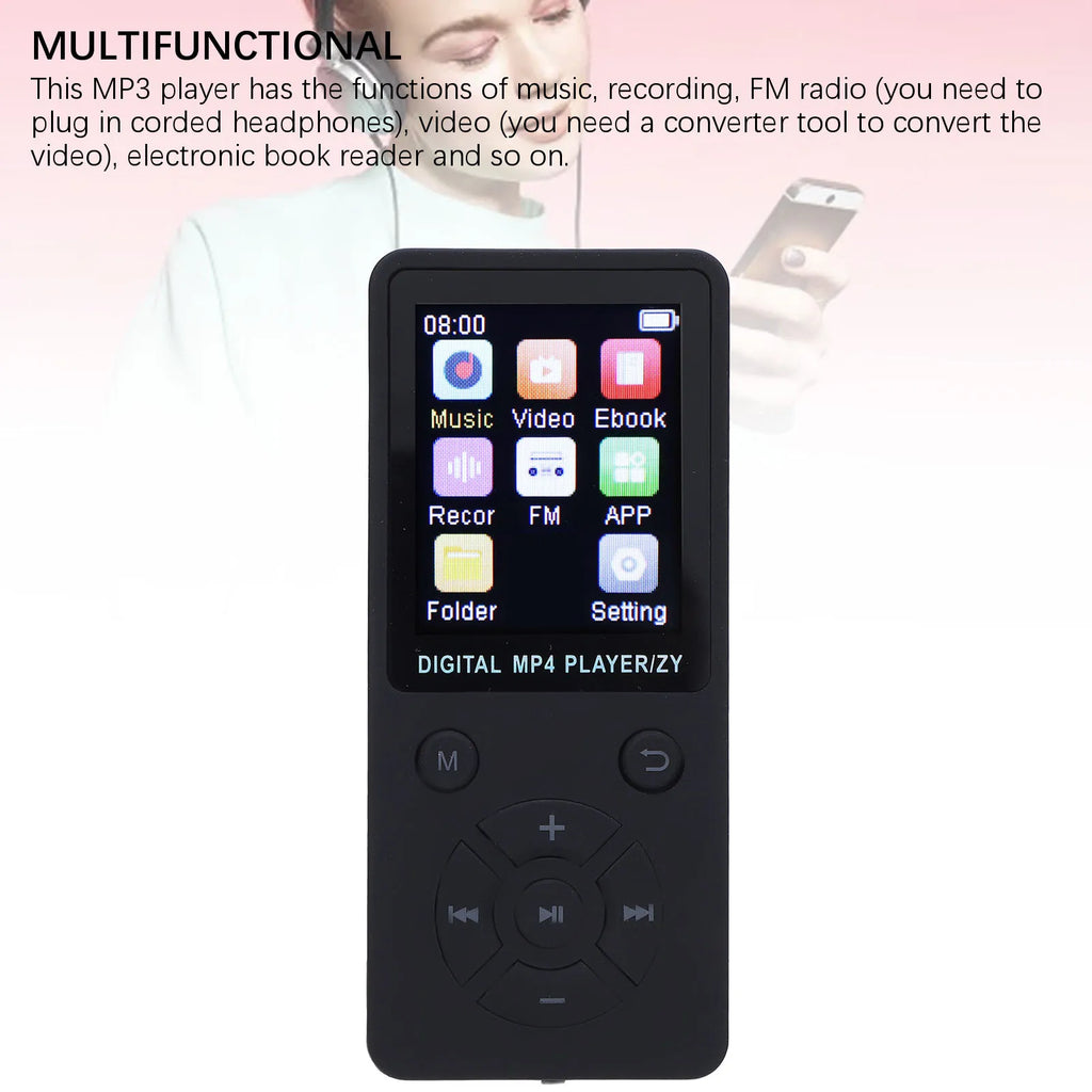MP43 Player Wireless Hi Fi Sound 5 Hours Playback Electronic Book Reader 1.8 Inch Screen Music Player Bluetooth 5.0 for Running Oasis Select