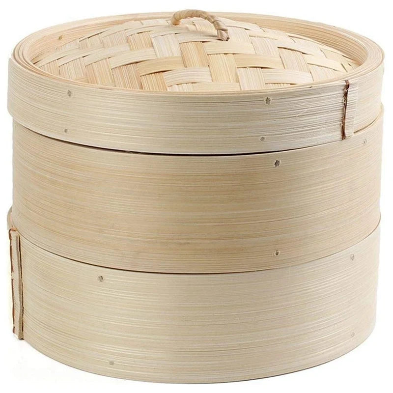 Bamboo Steamer 2 Tier 8 Inch Dim Sum Basket Rice Pasta Cooker Set With Lid By Steam Basket For Vegetables Oasis Select Bamboo