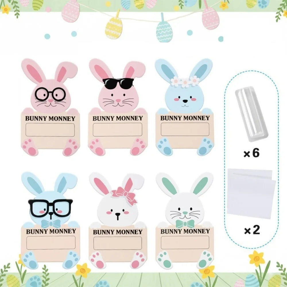 6-Pack Easter Bunny Cash Holders | Cute Cartoon Money Wallets
