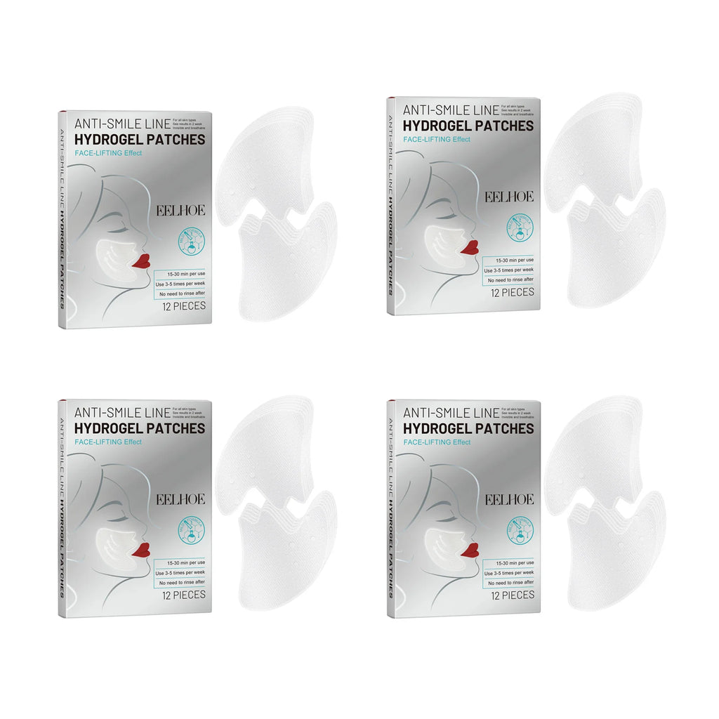 Smile Lines Patch Nasolabial Folds Patches Anti-Smile Line Lifting Firming Facial Skin Fade Fine Lines Marionette Lines Hydratin Oasis Select 4 x 12Pcs Boxed