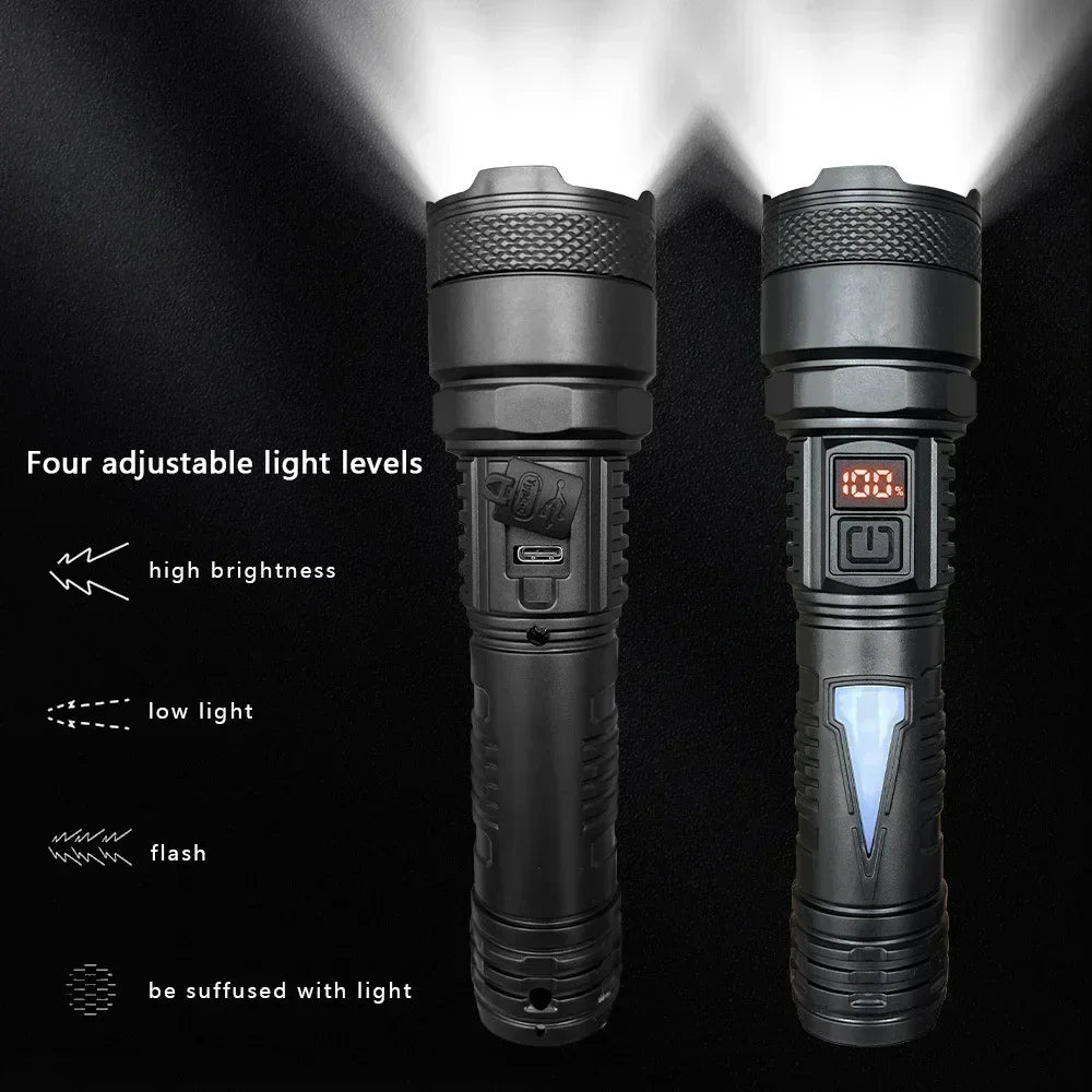 High Strong Power Led Flashlights Tactical Flash Light Torch Ultra Bright Lamp USB Charging Camping Fishing Defensa Zoom Lantern Oasis Select