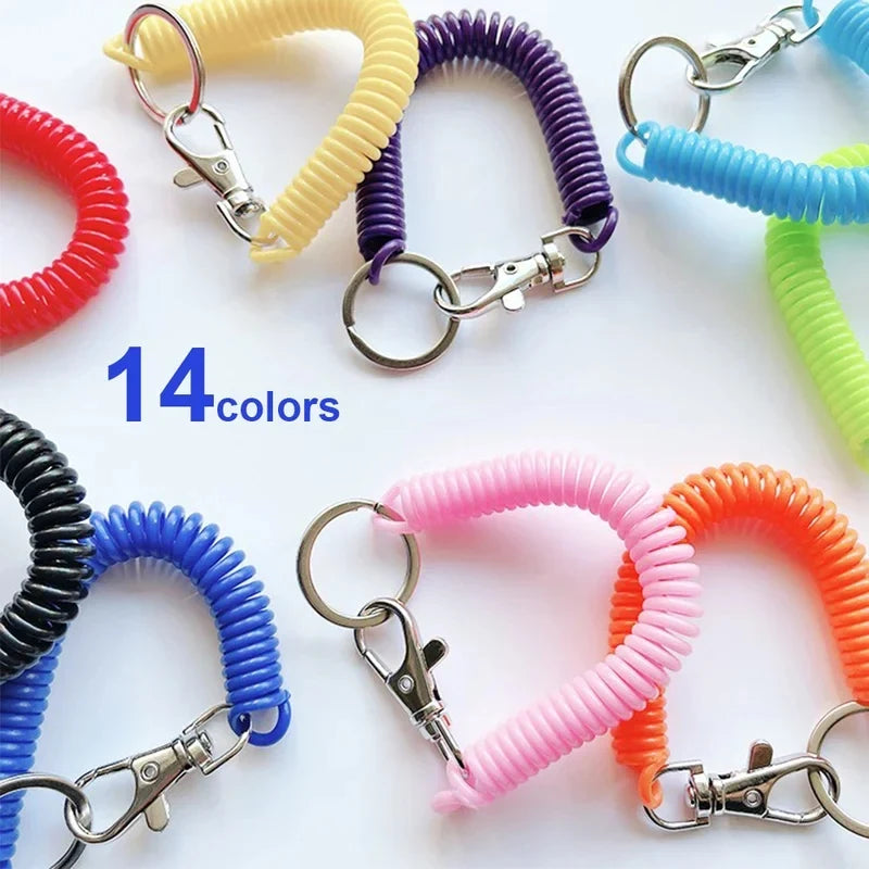 1/2/4pcs Spiral Telescopic Spring Coil Keychain Anti-Theft And Anti Loss Pull Rope Safety Keyring, With Metal Lobster Buckle Oasis Select