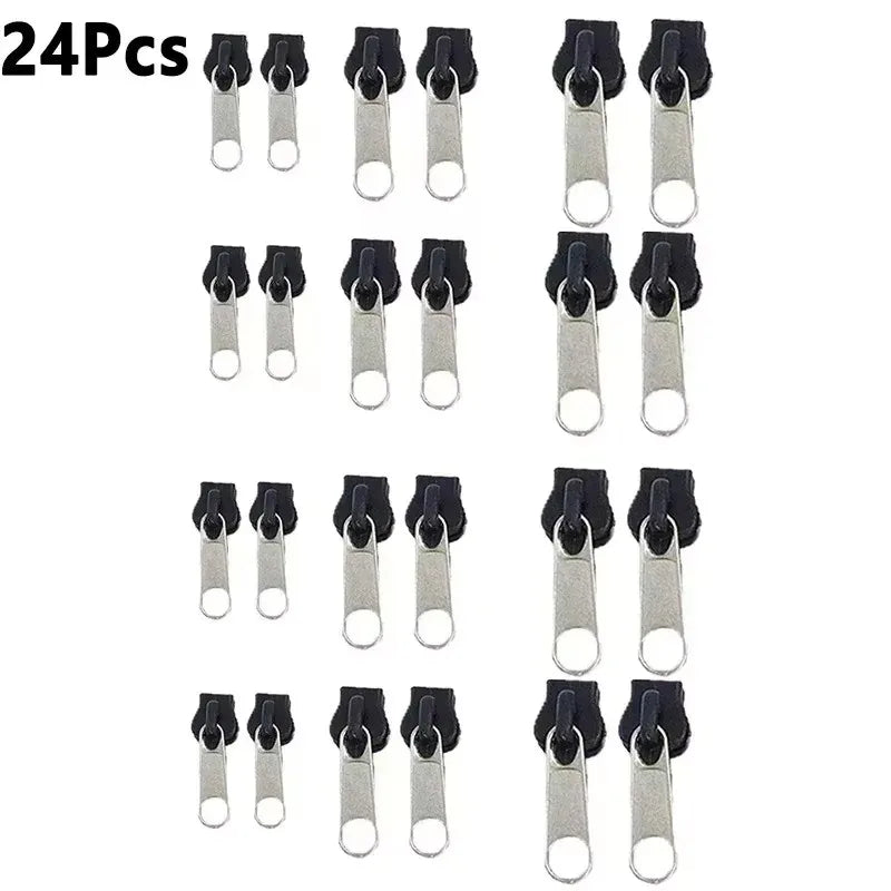 6-30Pcs New Instant Zipper Universal Instant Fix Zipper Repair Kit Replacement Zip Slider Teeth Rescue New Design for DIY Sew Oasis Select 24pcs Semi black