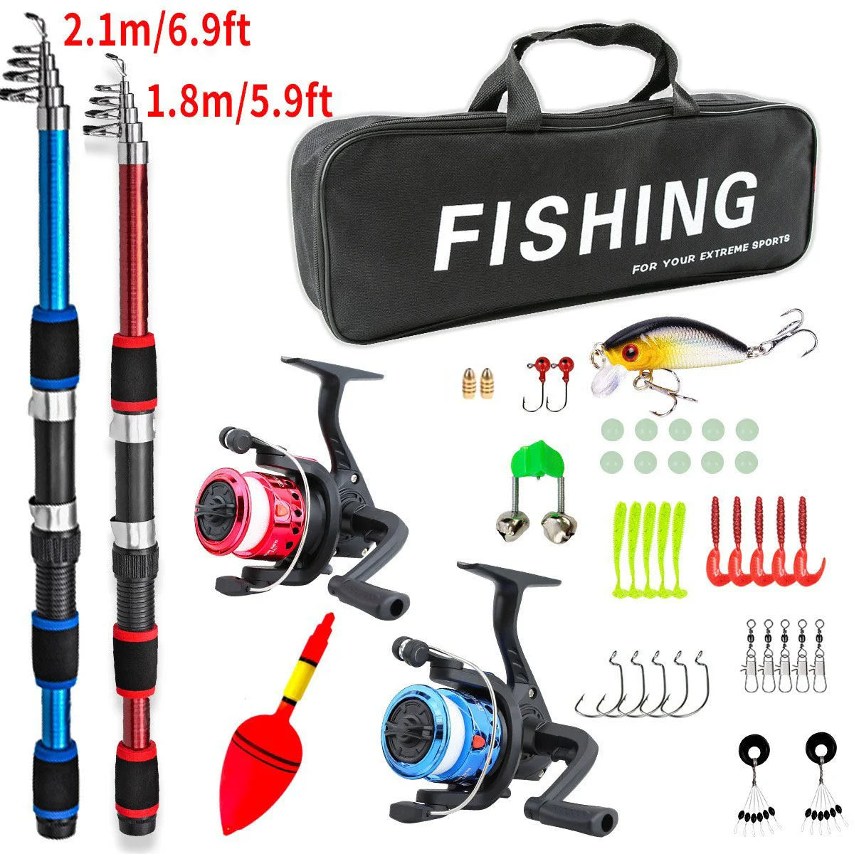 Ultra Short Couple Parent Child Double Rod Wheel Set 1.8m 2.1m Fishing Rod Fishing Gear Equipment Complete Set Oasis Select 1.8m21.m2pcs 2