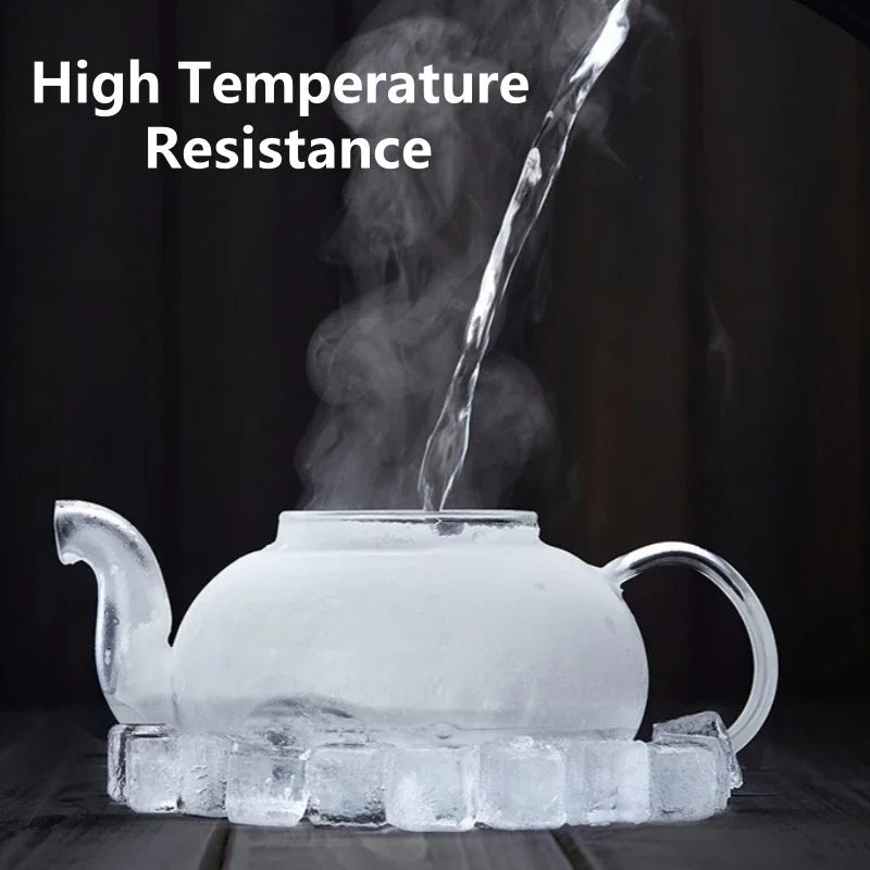 400ml/1000ml Glass Teapot Filterable Heat-resistant Thickened High Borosilicate Durable Flower Tea Pot Heatable Puer Oolong Pot Oasis Select