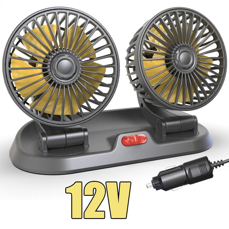 1/2/3 Head Car Fan Summer Air Fan USB/12V/24V Fan Cooler Adjustable 2 Speeds Silent Fan for Home Desk Office&Car Air Fan Oasis Select B 12V