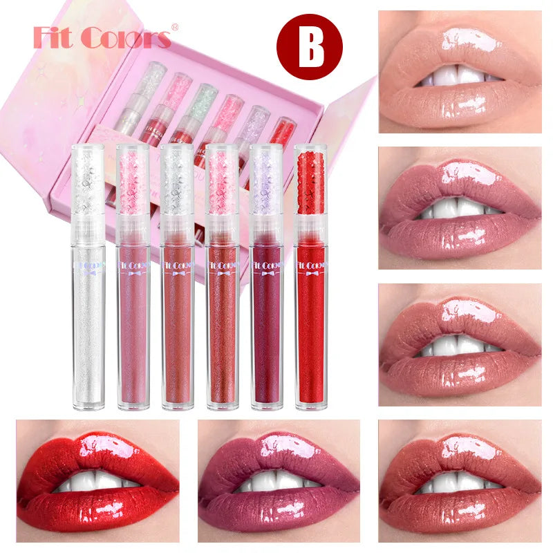 Fit Colors Diamond Lip Oil Gloss Set – 6 Shades Gift Box Lip Gloss Set Oasis Select B