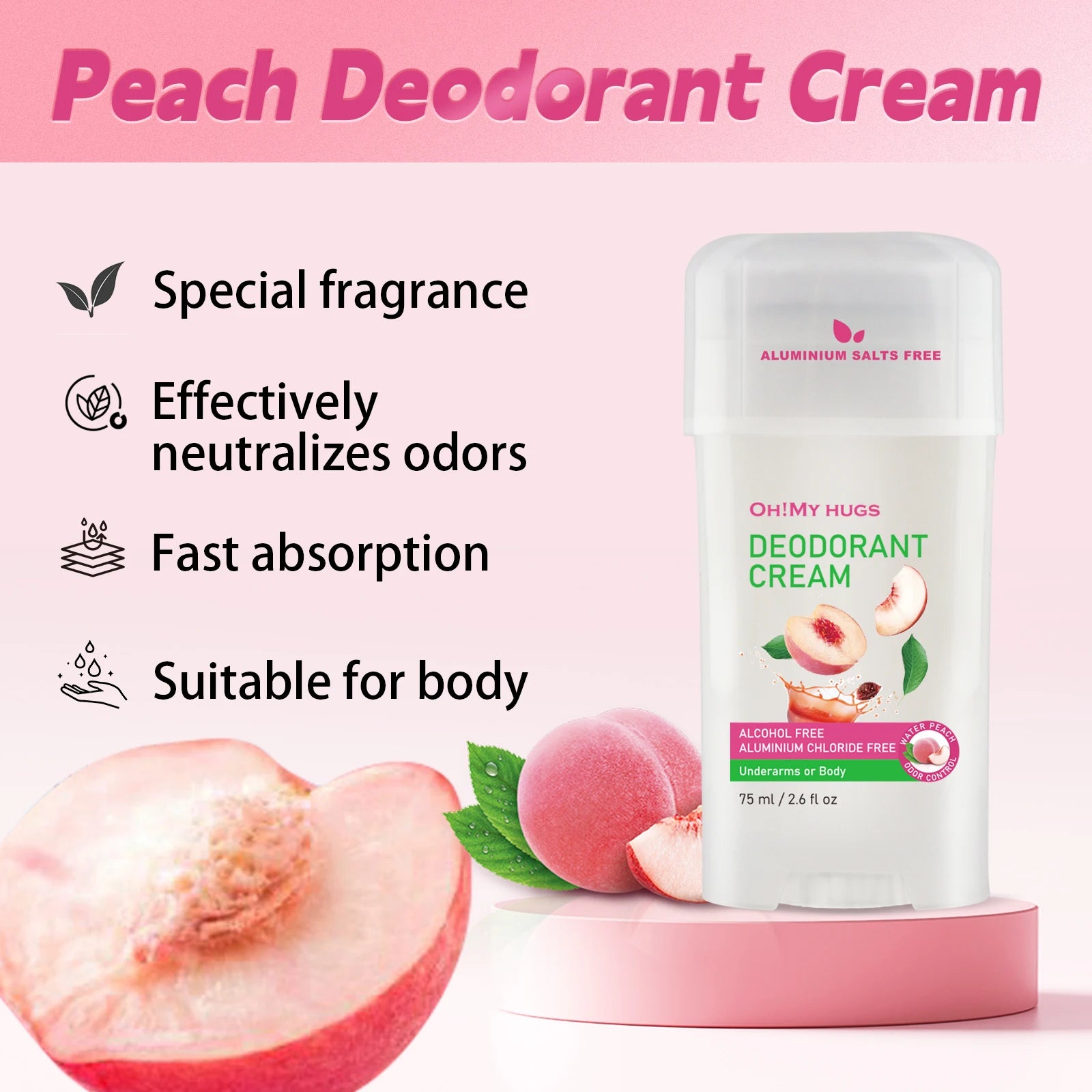 YURHERSU Peach Deodorant Stick – Long-Lasting Freshness Deodorant Stick Oasis Select