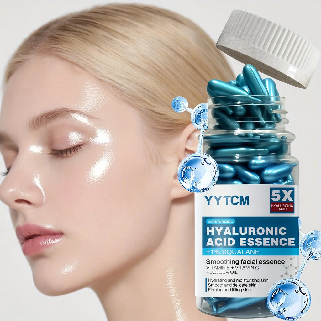 Hyaluronic Acid Deep Moisturizing Capsule Essence, Hydrates and Smooths the Skin, Contains Plant-Derived Squalane, Vitamin E, Vitamin C, Deep Moisturizing and Brightening Skin Essence (0.4Gx90 Capsules)/Bottle-1 Bottle Oasis Select
