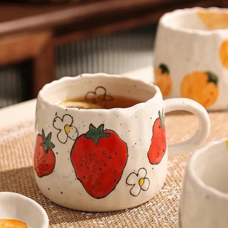 Perfect For Home, Office, Event Gifts And Holiday Gifts Halloween Hand Painted Ceramic Coffee Mug With Strawberry Pattern Design Oasis Select
