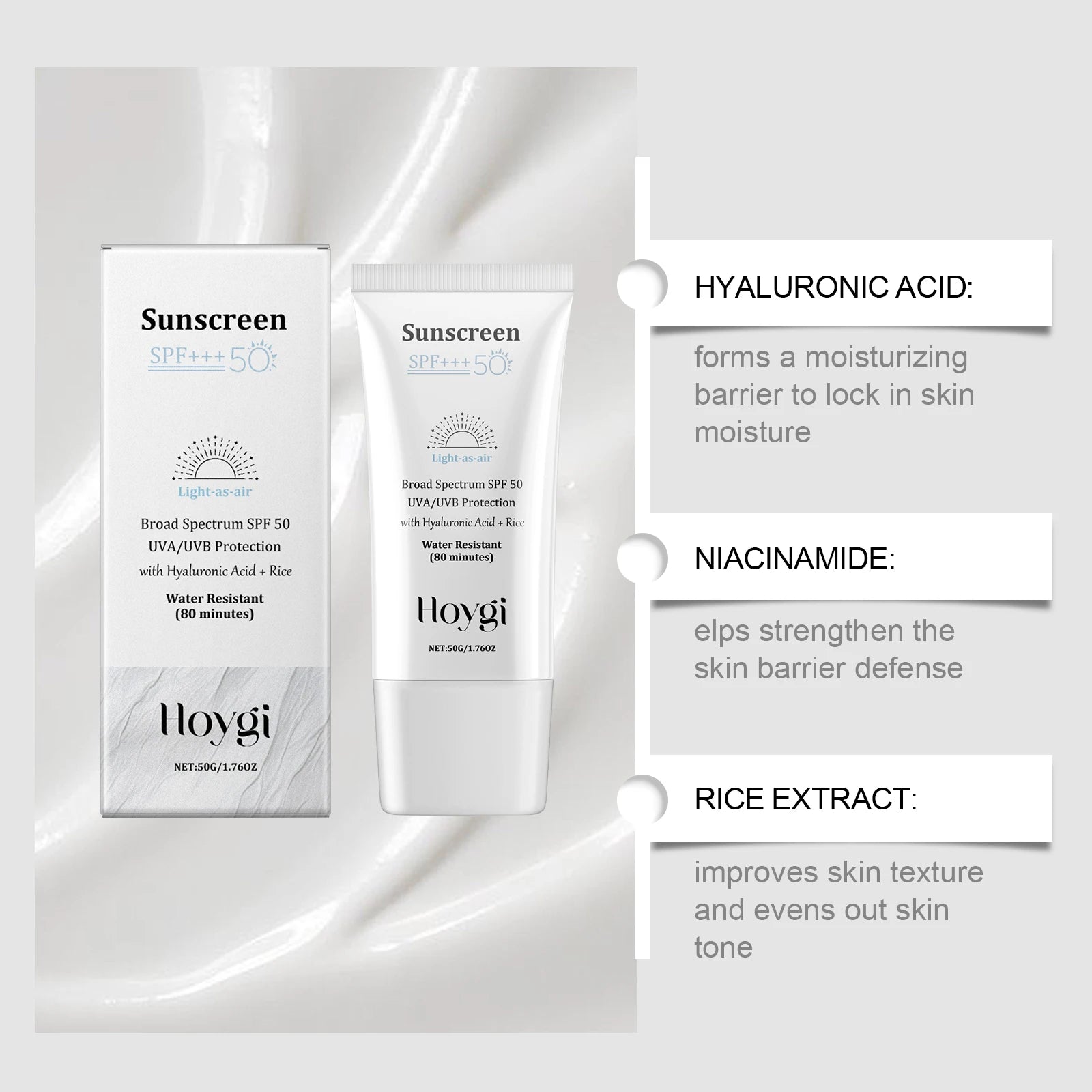 Hoygi SPF 50+ Hyaluronic Facial Sunscreen – Oil Control