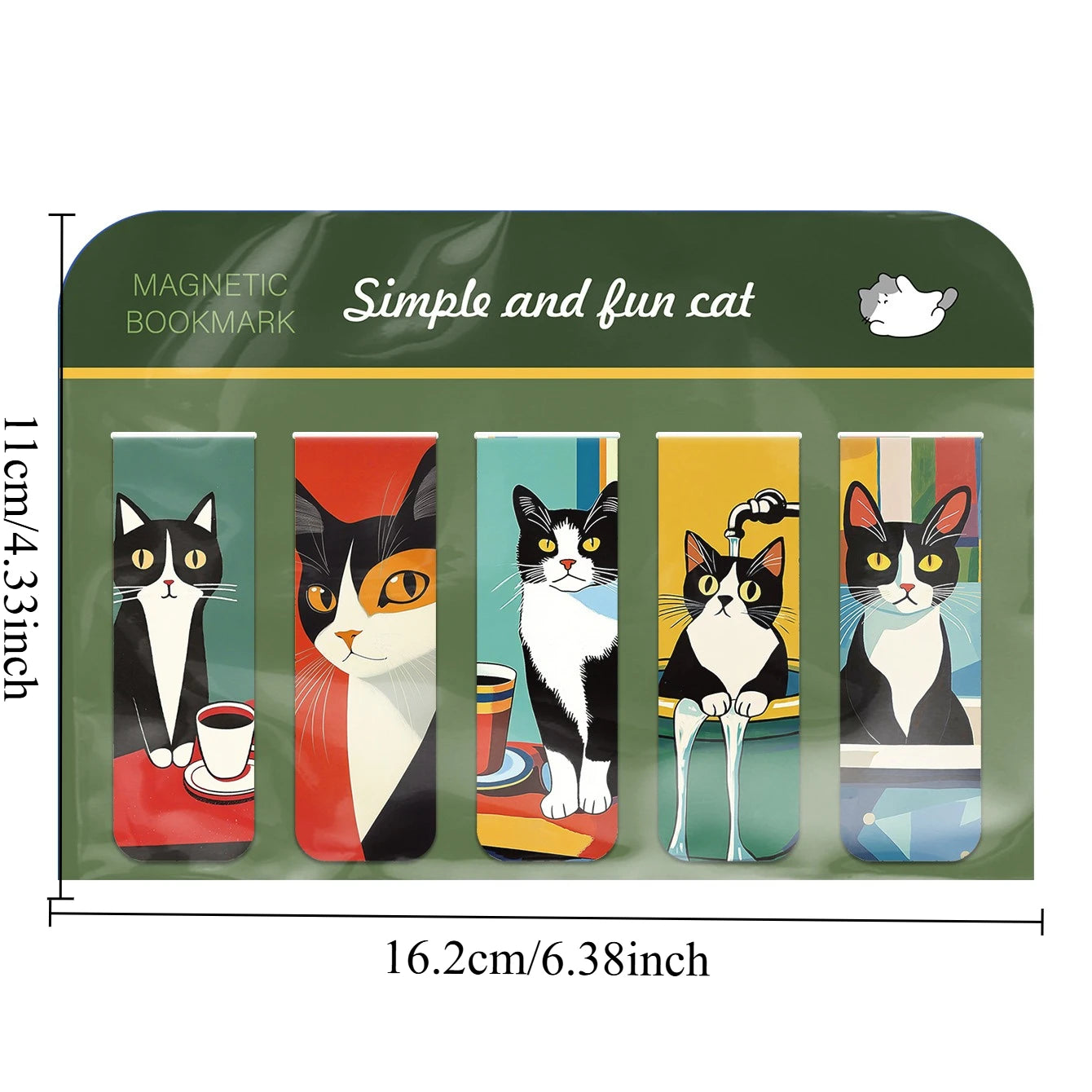 5pcs Cartoon Cat Magnetic Bookmarks Set Colorful Artistic Page Markers for Book Lovers Students & Reading Enthusiasts Oasis Select Fun cat