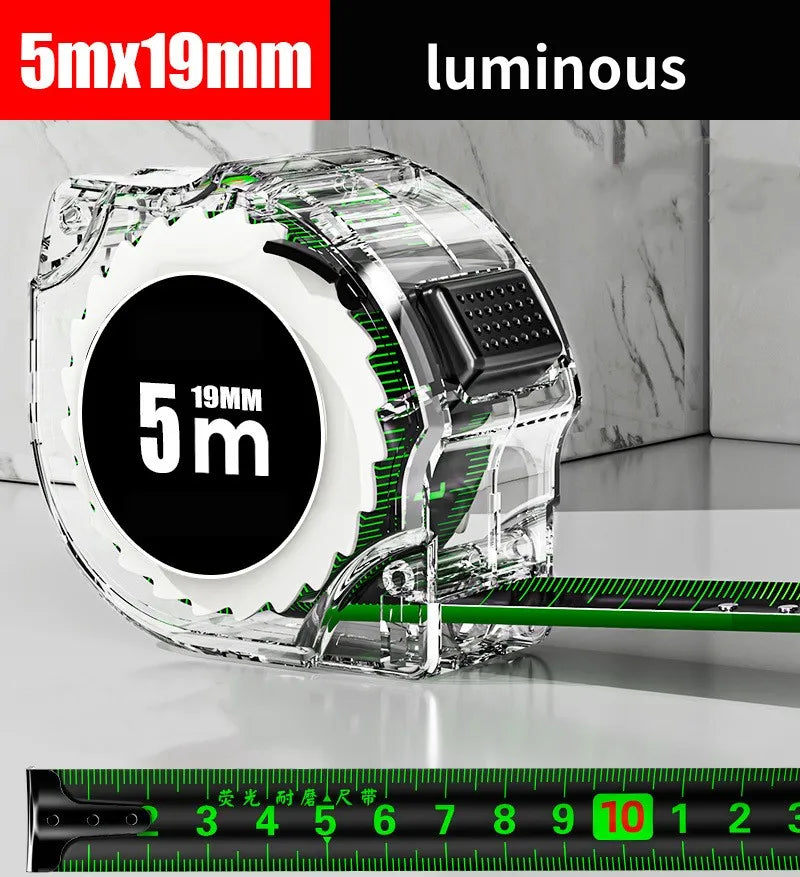10M Black Fluorescent Tape Measure High Precision Thickened Tape Measure Wear-resistant and Drop-proof Tape Measure Oasis Select Luminous 5Mx19MM