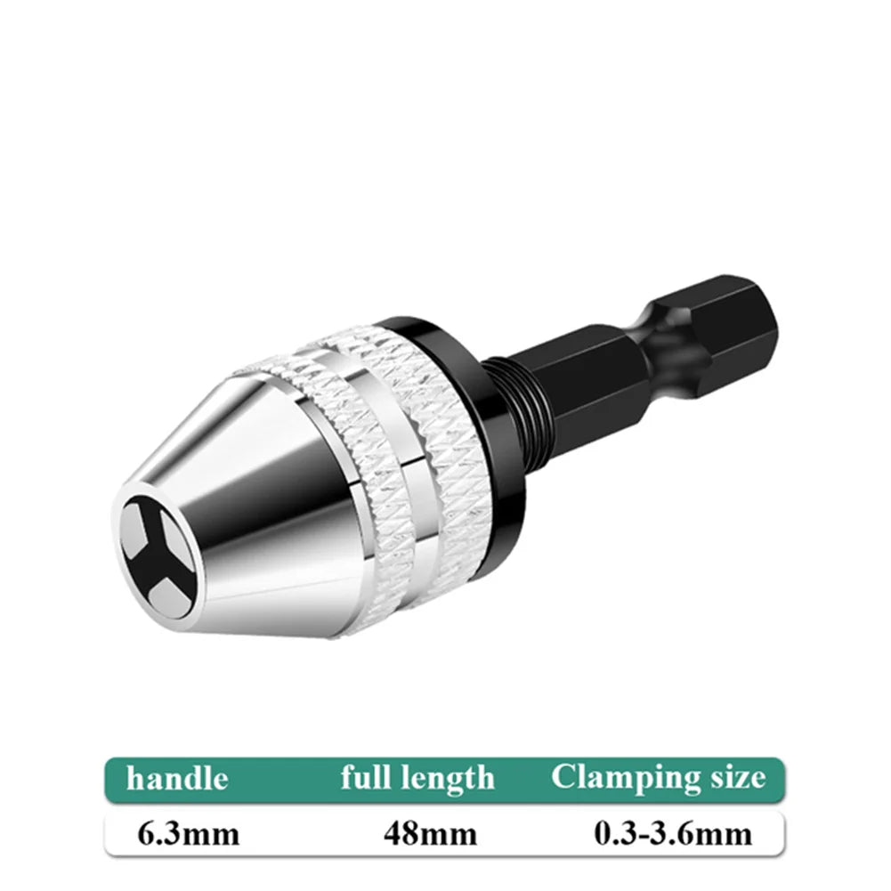 Drill Chuck Keyless Screwdriver Impact Driver Adaptor Electric Micro Motor Clamp 6.35mm Hex Shank Quick Change Converter Oasis Select 0.3-3.6mmS