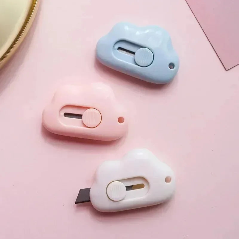 1/2/3pcs Kawaii Mini Cloud Art Utility Knife Express Box Cute Knife Paper Cutter Craft Wrapping Refillable Blade Stationery Oasis Select