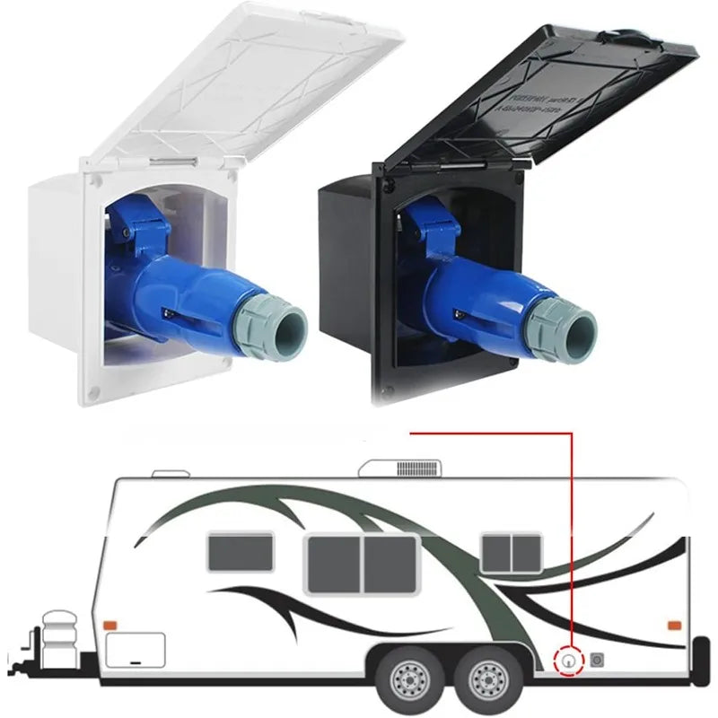 External Flush Hook Up RV External Electrical Socket with Cover 220V-240V 16A Waterproof Plug Socket Apply To Caravan Camper Car Oasis Select