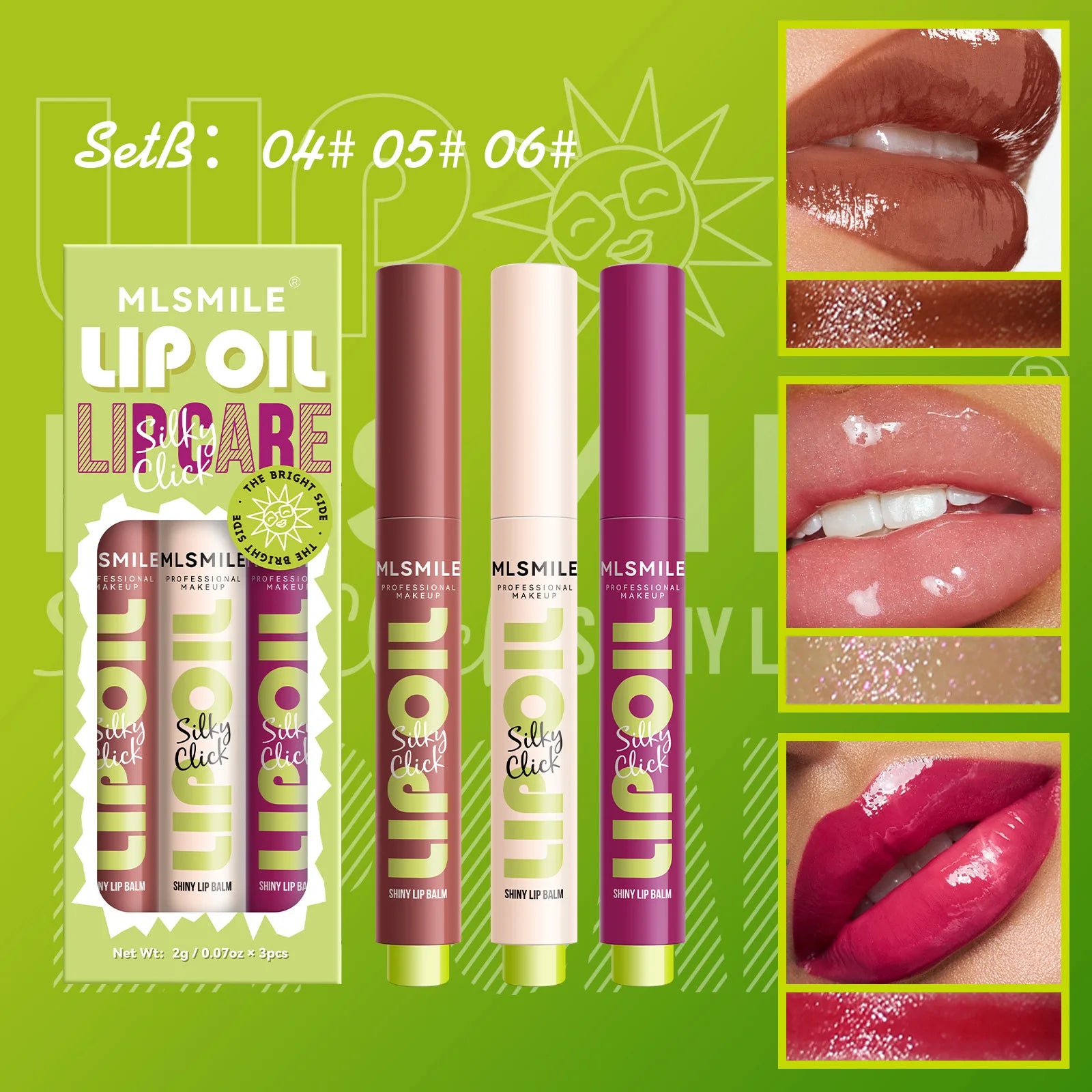 MLSMILE 3-Piece Pearl Lip Gloss Set – Long-Lasting & Moisturizing