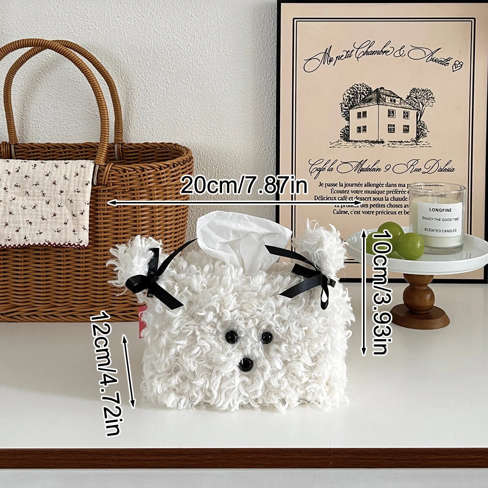 Cute Plush Dog Tissue Box Cover | Puppy Home Desk Decor