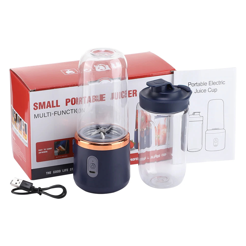FLAREMORE Portable USB Blender – 400ml Travel Juicer, 6-Blade