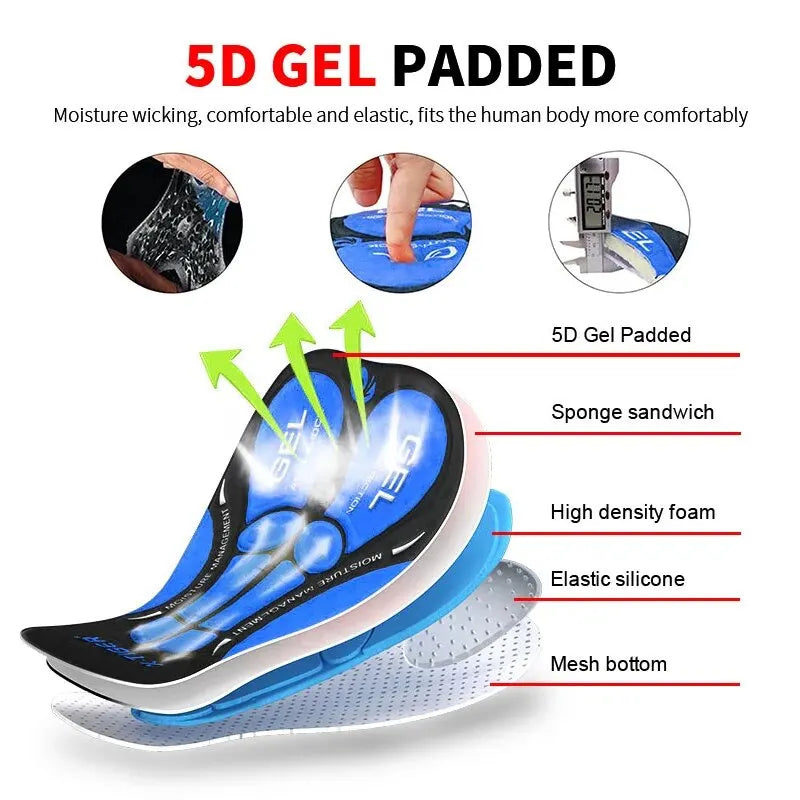 X-TIGER Men's Cycling Underwear Shorts 5D Breathable Gel Pad Bicycle Shorts Mountain Road Bicycle Anti-Skid Leg Clip Shorts Oasis Select