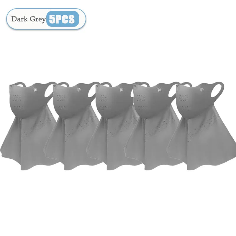 1-10PCS Women‘s Summer Outdoor Sun Face Mask Neck Cover Cooling Breathable UV Protection for Hiking Cycling Ideal Gift Oasis Select Dark Grey-5PCS