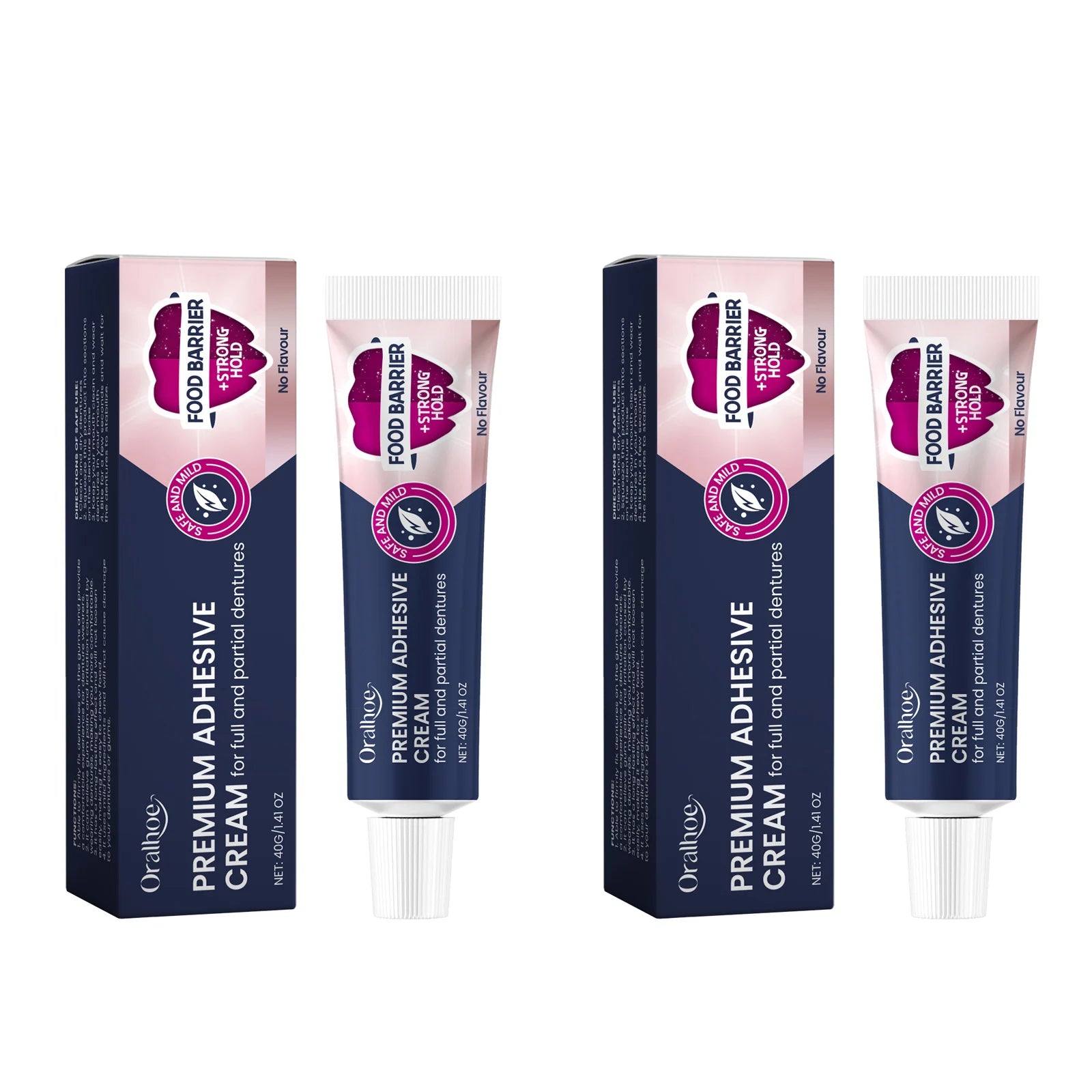 Oralhoe Denture Adhesive Cream – Long-Lasting Secure Hold Denture Adhesive Cream Oasis Select 80g boxed