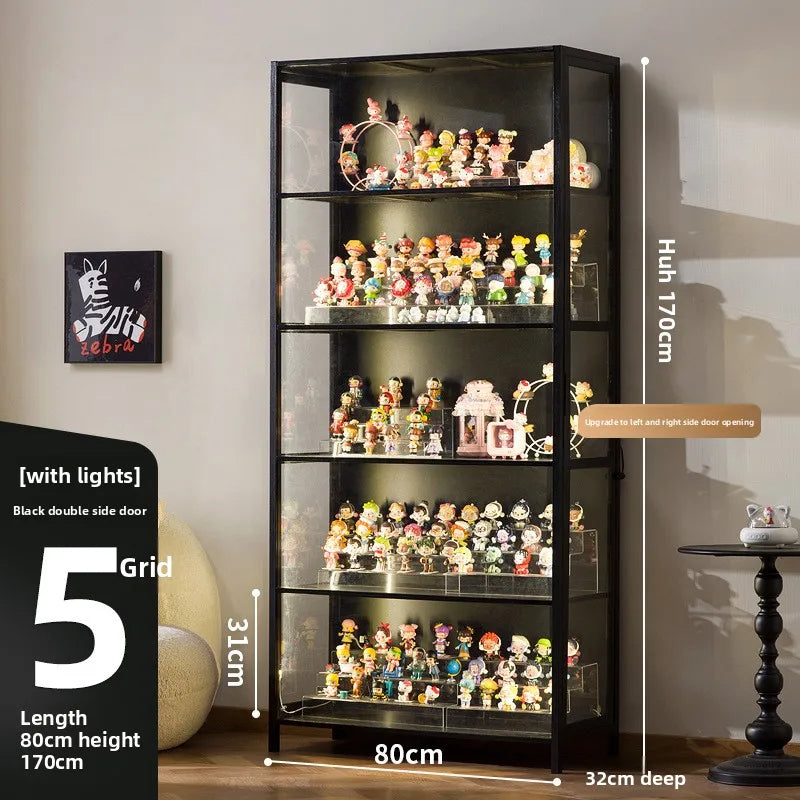 Luxury Glass Door Solid Wood Figure Blind Box Model Dust-proof