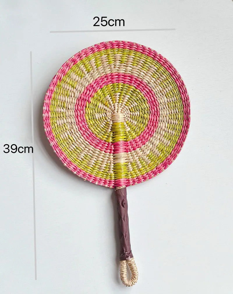 Handwoven Straw Fan – Boho Wall Decor, Wedding & Party