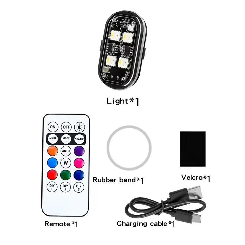 RGB LED Wireless Strobe Light – 8 Colors, Waterproof, Drone & Moto