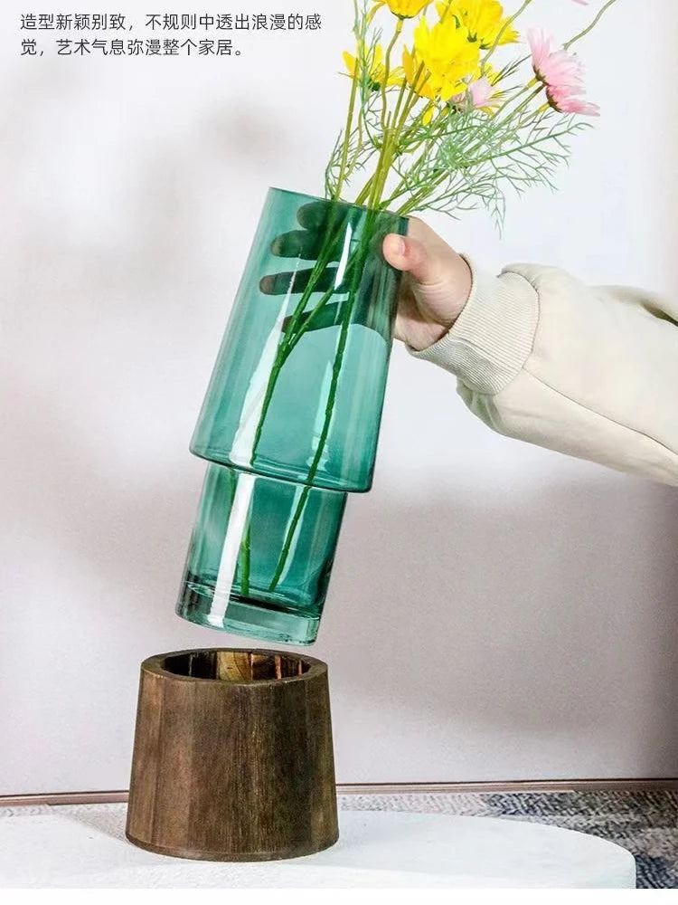 Nordic Light Luxury Simple Tabletop Glass Vase Landing South Bamboo Hydroponic Ware Transparent Tabletop Vase Decoration Oasis Select
