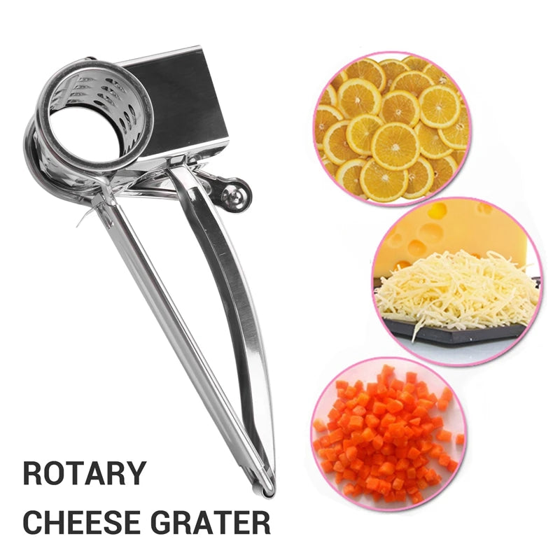 Rotary Cheese Grater Vegetable Slicer Shredder And Grinder With 4 Interchangeable Stainless Steel Grums Oasis Select