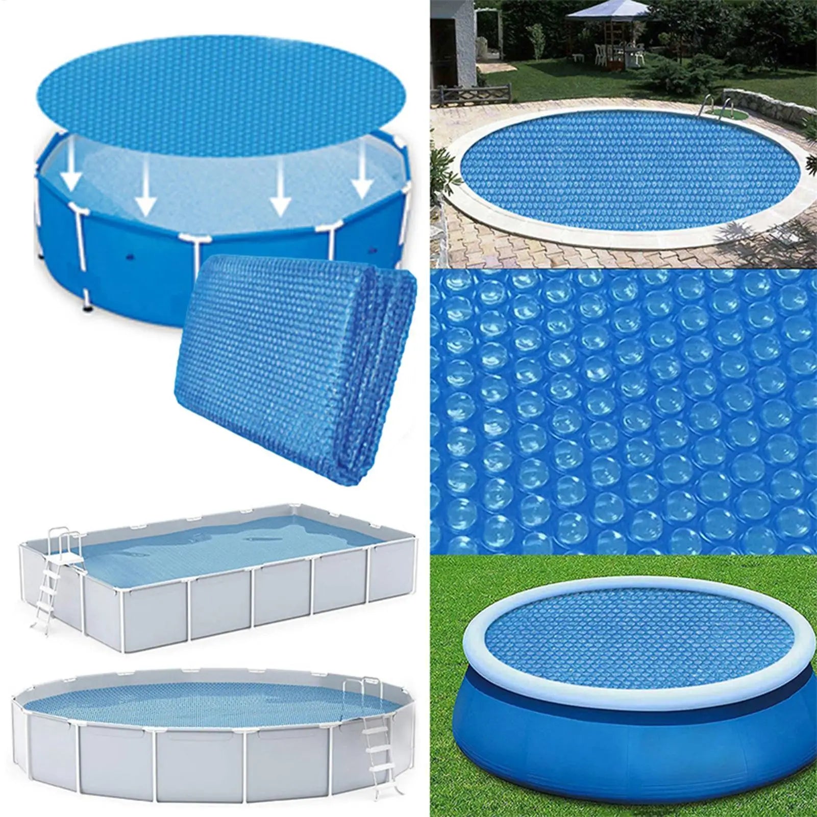 Swimming Pool Cover Round Water Evaporation Dustproof Outdoor Pool Tub Blanket Bubble Film Pool Accessories Oasis Select